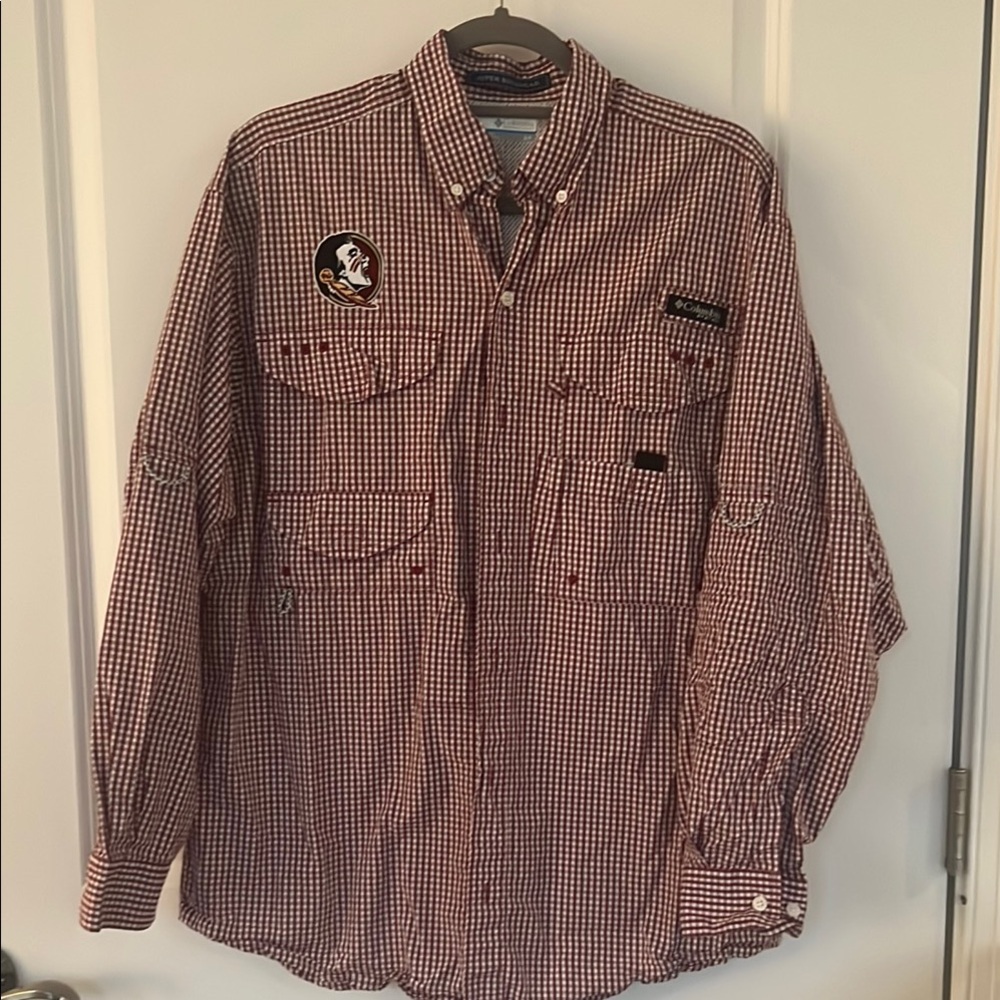 FSU-Columbia Super Bonehead Red PFG Shirt with Florida State University Logo